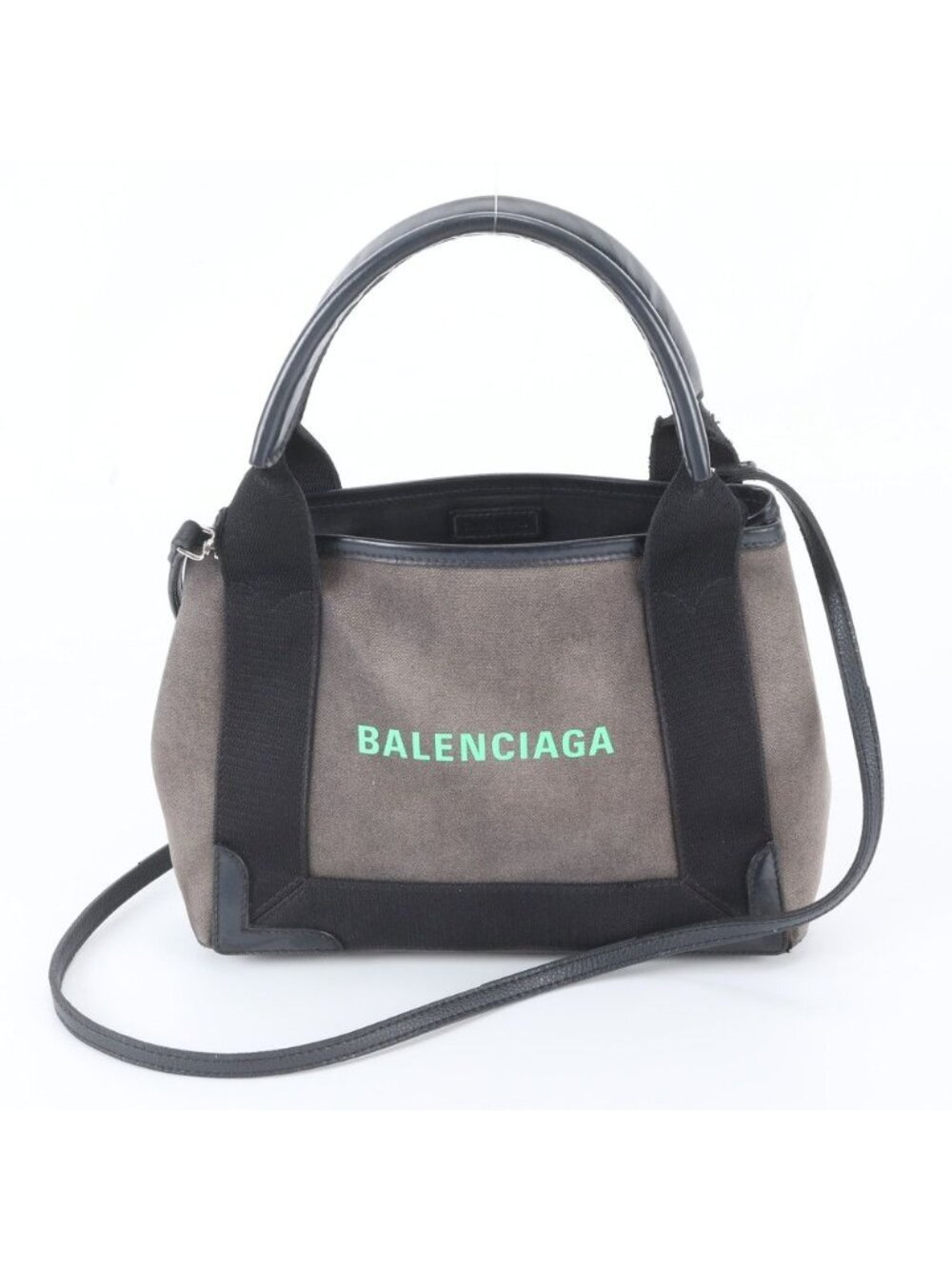Balenciaga Navy Cabas XS Leather Canvas 2-Way Shoulder Bag Crossbody